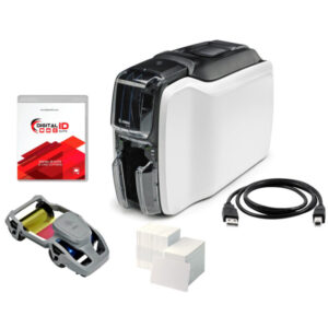 Image of a Zebra ZC100 Card Printer, a high-performance card printing device ideal for various applications.